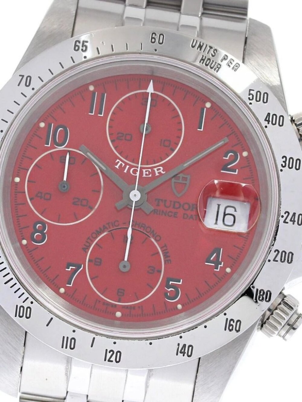 TUDOR Prince Date Chrono Time Tiger 79280 Red Dial Automatic Men's Watch_837688